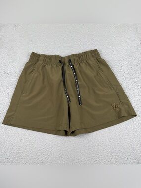 Youngla Bodybuilding Shorts Mens Large Olive Green Elastic Waist Athletic Gym
